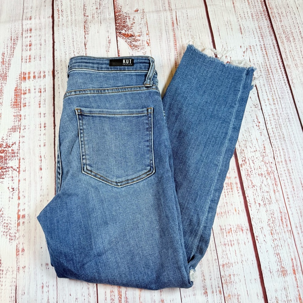 Kut from the Kloth Women's Rachel Ankle Frayed Button Fly Distressed Jean Size 6
